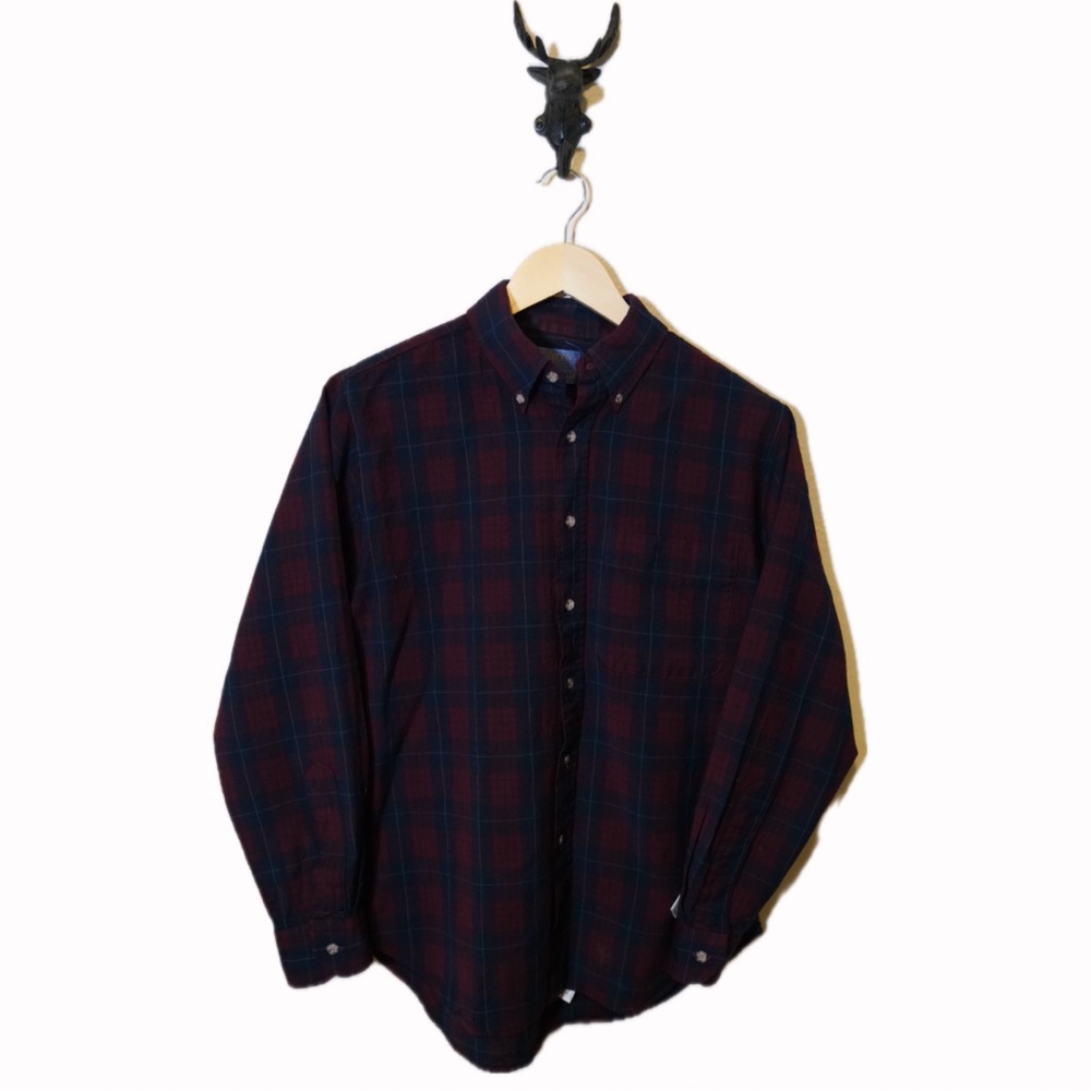 Vintage Pendleton Red and Blue Wool Flannel